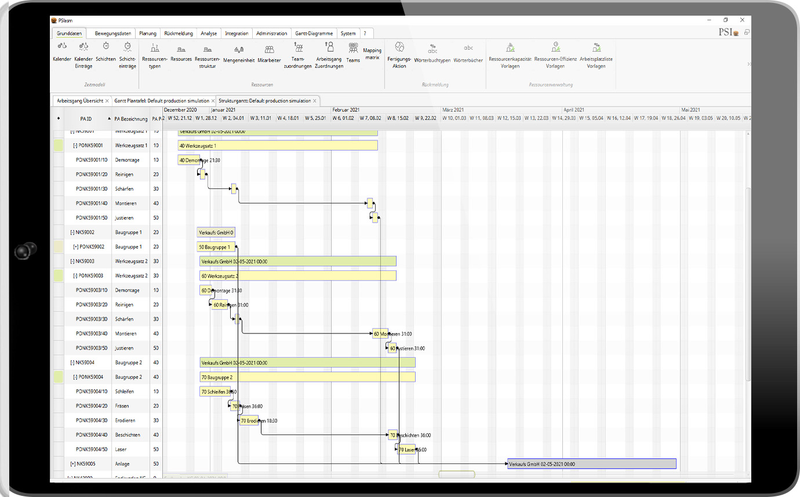 advanced scheduling and monitoring auf Tabletbildschirm